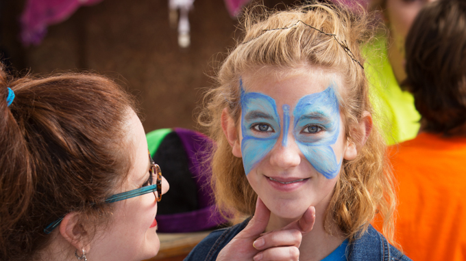 Girl with butterfly face paint